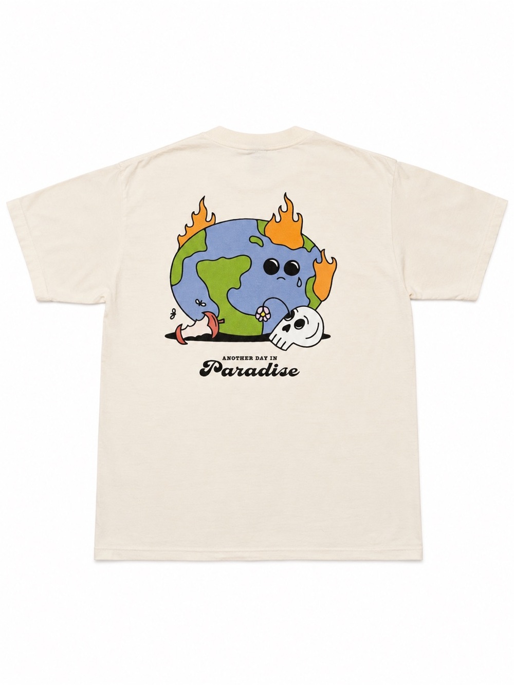 A.LAB Trash Fire Graphic T Shirt Cream Men’s L Skull Skate Streetwear